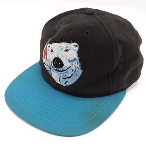 Vintage Coca Coke Cola Polar Bear Snapback Hat Ball Cap Black Blue‎ USA Made